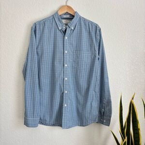 Hawker Rye Blue White Plaid Button Down Shirt Slim Fit Size XL Tall